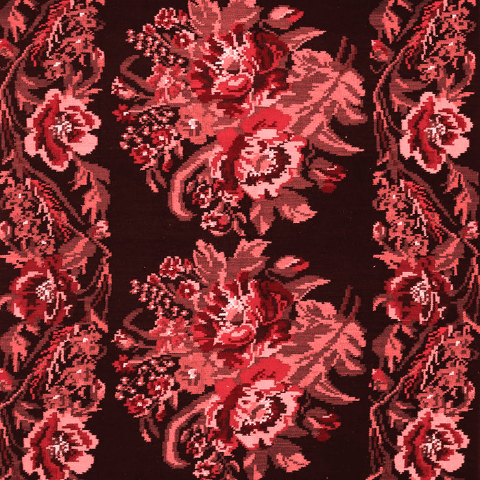 Machine Washable Medallion Red French Rug, wshtr463red