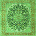 Round Machine Washable Medallion Green Traditional Area Rugs, wshtr4640grn