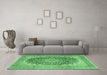 Machine Washable Medallion Emerald Green Traditional Area Rugs in a Living Room,, wshtr4640emgrn