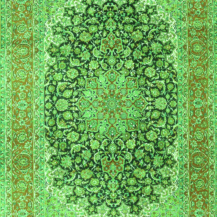Serging Thickness of Machine Washable Medallion Green Traditional Area Rugs, wshtr4640grn