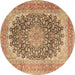 Round Medallion Brown Traditional Rug, tr4640brn