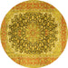 Round Medallion Yellow Traditional Rug, tr4640yw