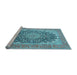 Sideview of Machine Washable Medallion Light Blue Traditional Rug, wshtr4640lblu