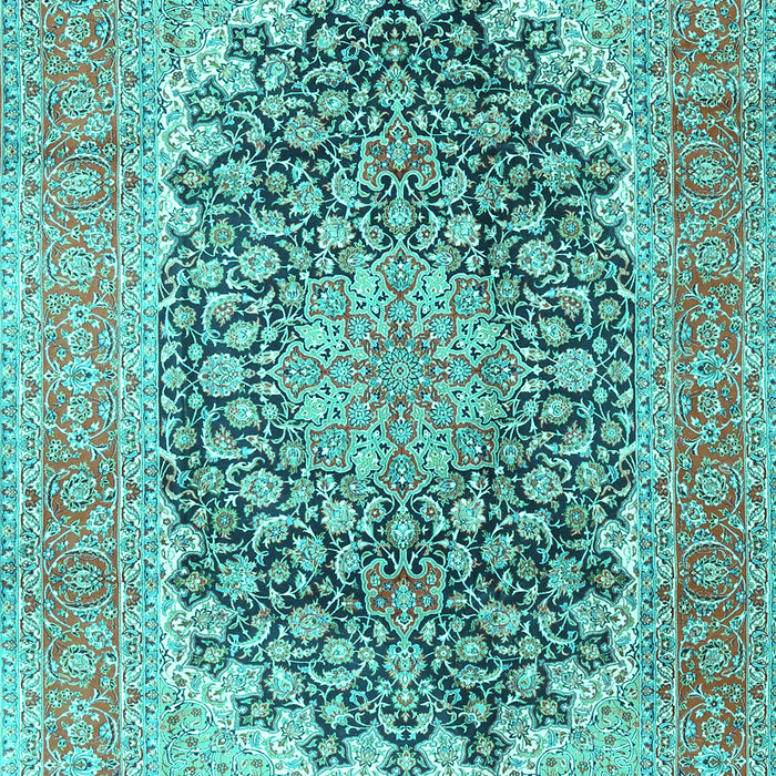 Machine Washable Medallion Turquoise Traditional Area Rugs, wshtr4640turq