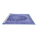 Sideview of Machine Washable Medallion Blue Traditional Rug, wshtr4640blu