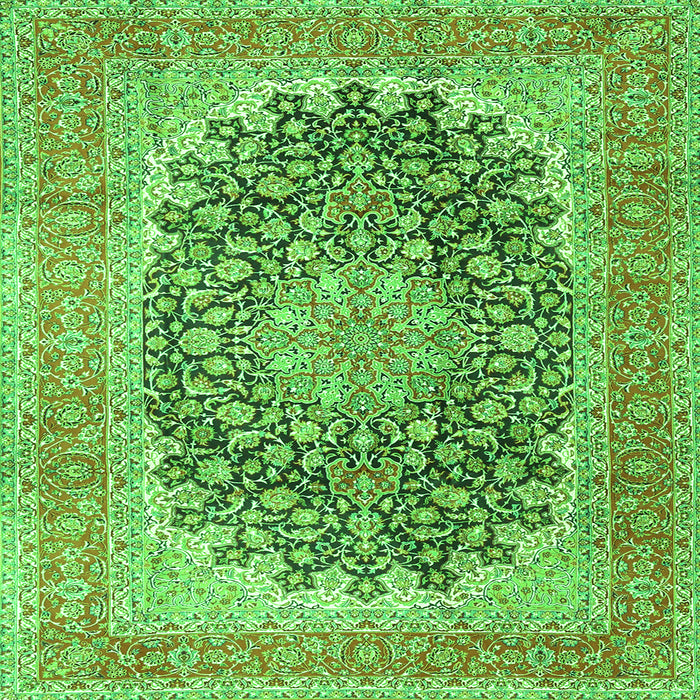 Serging Thickness of Medallion Green Traditional Rug, tr4640grn