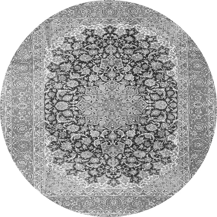 Machine Washable Medallion Gray Traditional Rug, wshtr4640gry