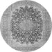 Machine Washable Medallion Gray Traditional Rug, wshtr4640gry