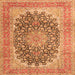 Serging Thickness of Medallion Orange Traditional Rug, tr4640org