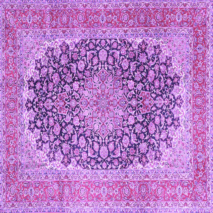 Square Machine Washable Medallion Purple Traditional Area Rugs, wshtr4640pur