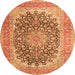 Machine Washable Medallion Orange Traditional Area Rugs, wshtr4640org