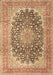 Machine Washable Medallion Brown Traditional Rug, wshtr4640brn