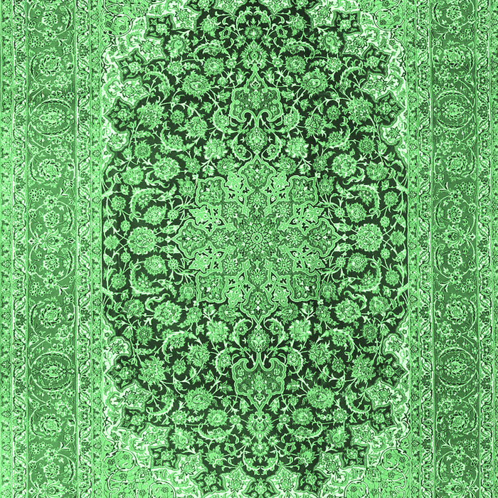 Machine Washable Medallion Emerald Green Traditional Area Rugs, wshtr4640emgrn