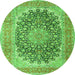 Square Medallion Green Traditional Rug, tr4640grn