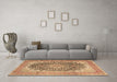 Machine Washable Medallion Brown Traditional Rug in a Living Room,, wshtr4640brn