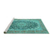 Sideview of Machine Washable Medallion Turquoise Traditional Area Rugs, wshtr4640turq