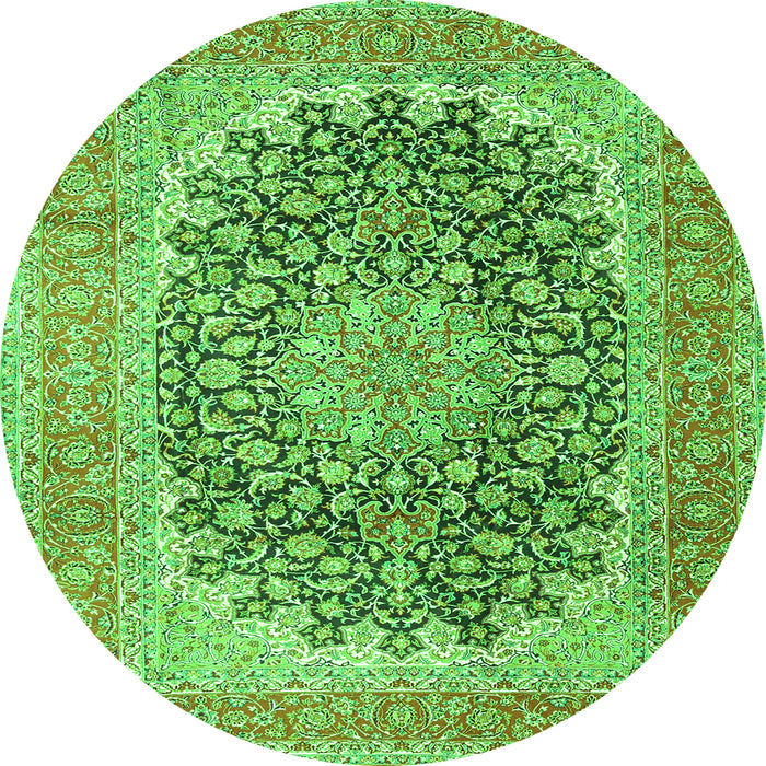 Machine Washable Medallion Green Traditional Area Rugs, wshtr4640grn