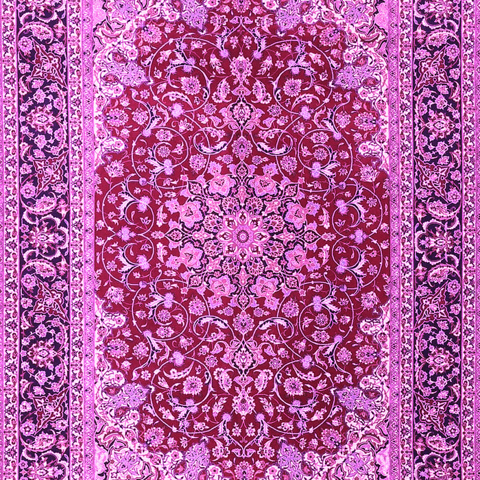 Machine Washable Medallion Pink Traditional Rug, wshtr4641pnk