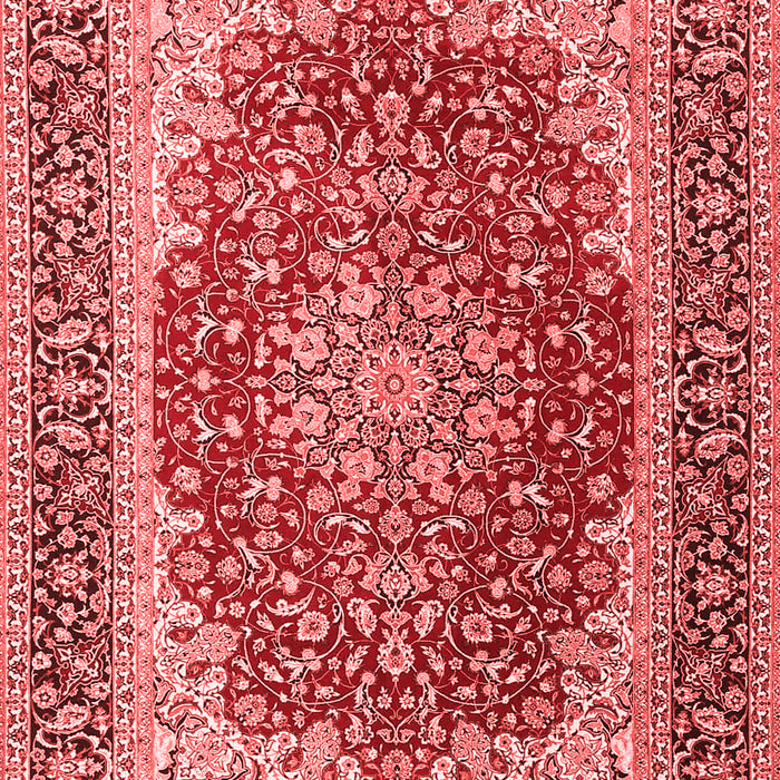 Machine Washable Medallion Red Traditional Rug, wshtr4641red