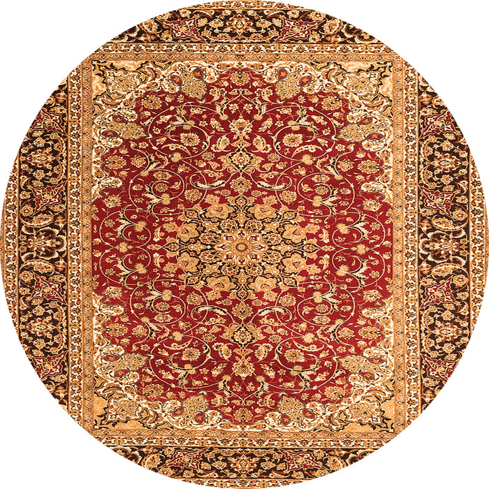 Square Medallion Orange Traditional Rug, tr4641org