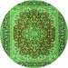 Square Medallion Green Traditional Rug, tr4641grn