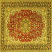 Square Medallion Yellow Traditional Rug, tr4641yw