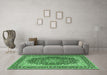 Machine Washable Medallion Emerald Green Traditional Area Rugs in a Living Room,, wshtr4641emgrn