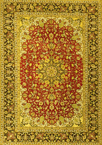 Medallion Yellow Traditional Rug, tr4641yw