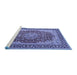 Sideview of Machine Washable Medallion Blue Traditional Rug, wshtr4641blu