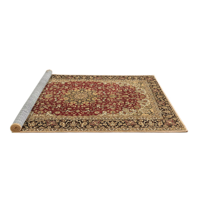 Sideview of Machine Washable Medallion Brown Traditional Rug, wshtr4641brn