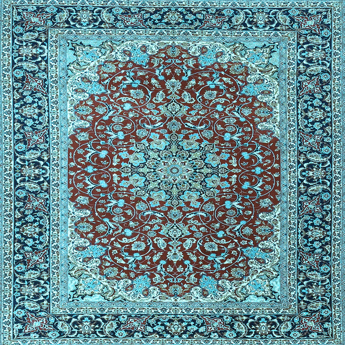 Square Medallion Light Blue Traditional Rug, tr4641lblu