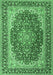 Machine Washable Medallion Emerald Green Traditional Area Rugs, wshtr4641emgrn