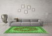 Machine Washable Medallion Green Traditional Area Rugs in a Living Room,, wshtr4641grn