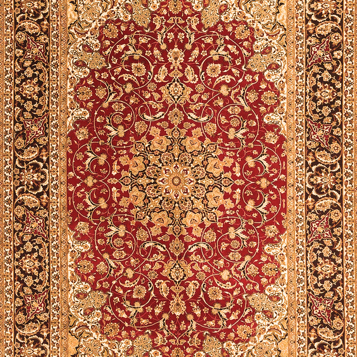 Serging Thickness of Machine Washable Medallion Orange Traditional Area Rugs, wshtr4641org