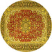 Round Medallion Yellow Traditional Rug, tr4641yw