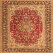 Serging Thickness of Medallion Orange Traditional Rug, tr4641org