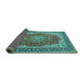 Sideview of Medallion Turquoise Traditional Rug, tr4641turq