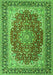 Serging Thickness of Machine Washable Medallion Green Traditional Area Rugs, wshtr4641grn