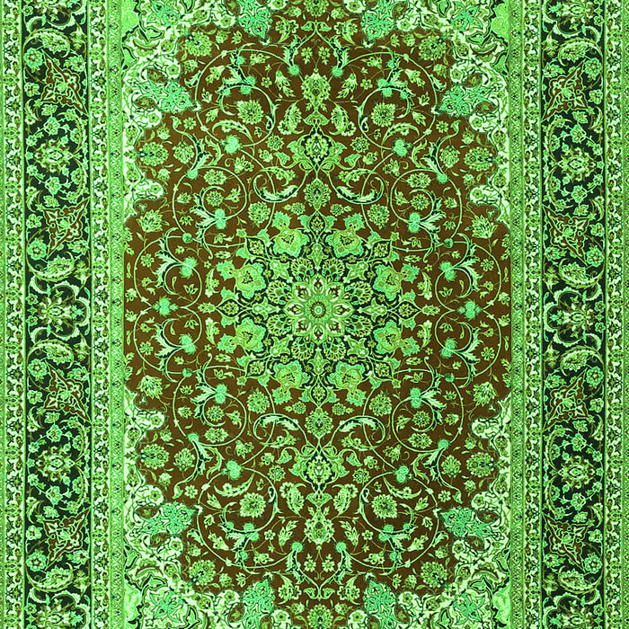 Serging Thickness of Machine Washable Medallion Green Traditional Area Rugs, wshtr4641grn