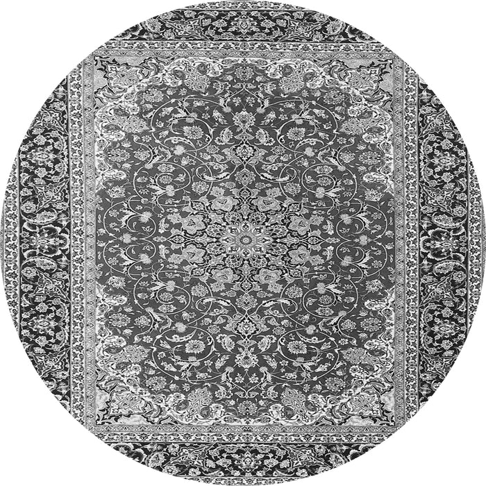 Machine Washable Medallion Gray Traditional Rug, wshtr4641gry