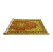 Sideview of Machine Washable Medallion Yellow Traditional Rug, wshtr4641yw