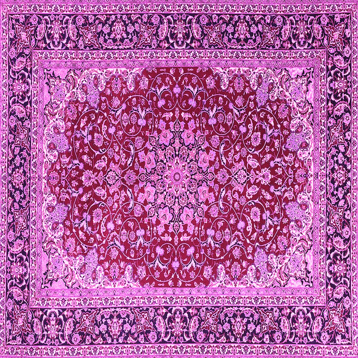 Square Machine Washable Medallion Pink Traditional Rug, wshtr4641pnk