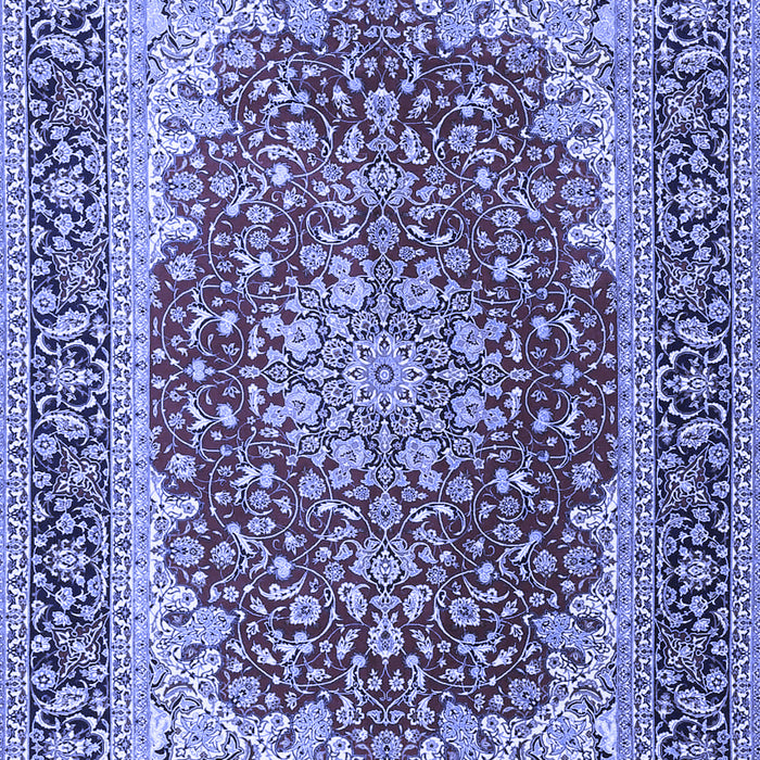 Machine Washable Medallion Blue Traditional Rug, wshtr4641blu