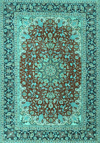 Medallion Turquoise Traditional Rug, tr4641turq