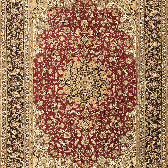 Machine Washable Medallion Brown Traditional Rug, wshtr4641brn