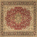 Square Medallion Brown Traditional Rug, tr4641brn