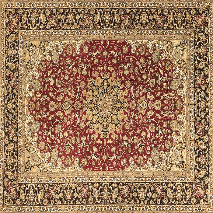 Square Machine Washable Medallion Brown Traditional Rug, wshtr4641brn