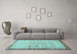Machine Washable Oriental Light Blue Traditional Rug in a Living Room, wshtr4642lblu