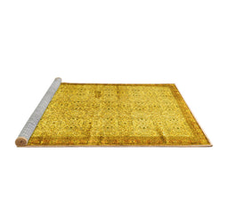 Sideview of Machine Washable Oriental Yellow Traditional Rug, wshtr4642yw