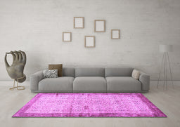 Machine Washable Oriental Purple Traditional Area Rugs in a Living Room, wshtr4642pur